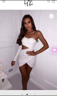 Dressmezee Party In LA Glitter Sequin Dress - Iridescent White