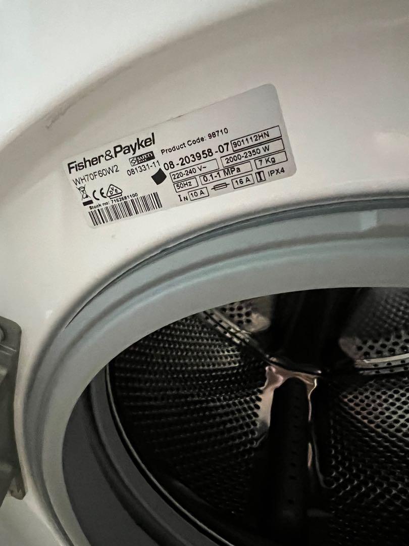 Fisher & Paykel Front Load Washing Machine 7kg, TV & Home Appliances