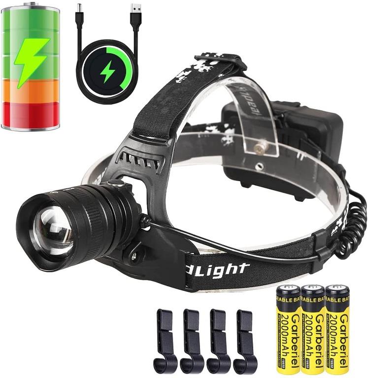 Garberiel XHP50 Head Lamp Super Bright 6000 Lumens LED Headlamp USB  Rechargeable Headlamp Headlight Flashlight Zoomable Light with x Battery  and USB Cable, Sports Equipment, Hiking  Camping on Carousell