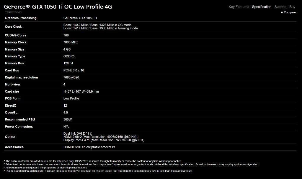Gigabyte geforce gtx 1050 ti oc low profile 4gb gddr5 hotsell