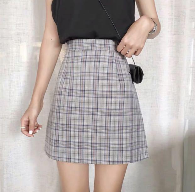 Grey outlet plaid skirts