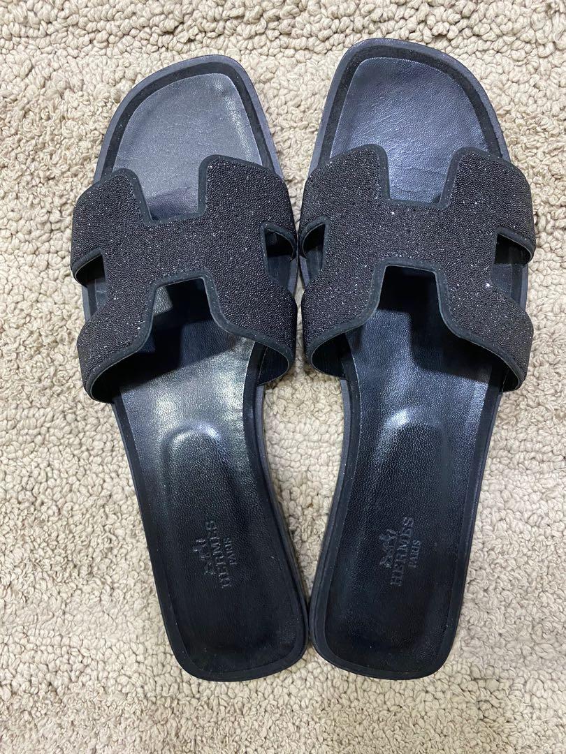 Hermes oran store sandals black