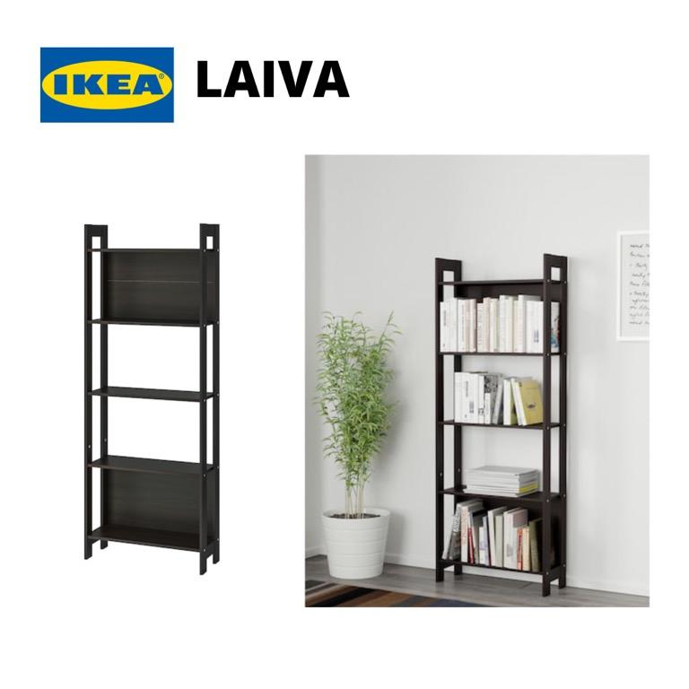 IKEA LAIVA BOOKCASE BLACK BROWN 62x165 cm RAK BUKU BOOKSHELF
