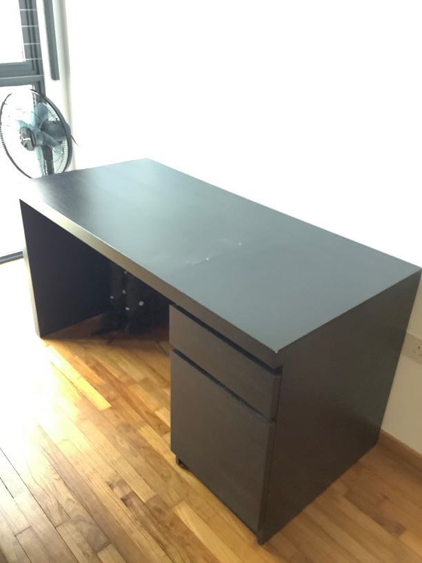 IKEA MALM desk black brown, Furniture & Home Living, Furniture, Other Home Furniture on Carousell
