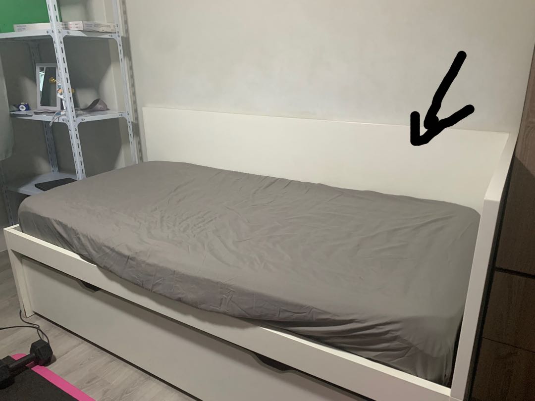 Ikea White double bed frame without pull out bed. , Furniture & Home