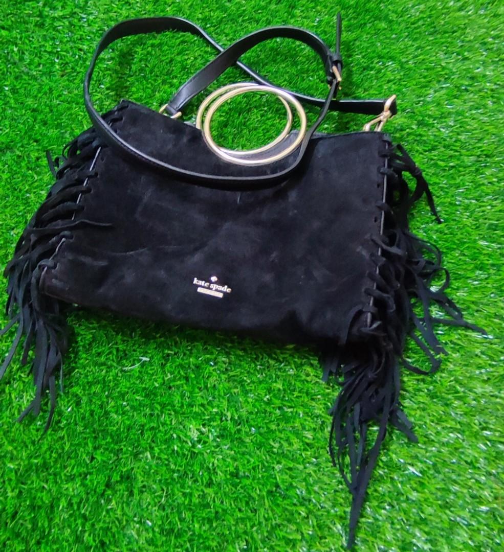 Kate Spade White Rock Road Sam Black Suede Leather, Women's Fashion, Bags &  Wallets, Purses & Pouches on Carousell