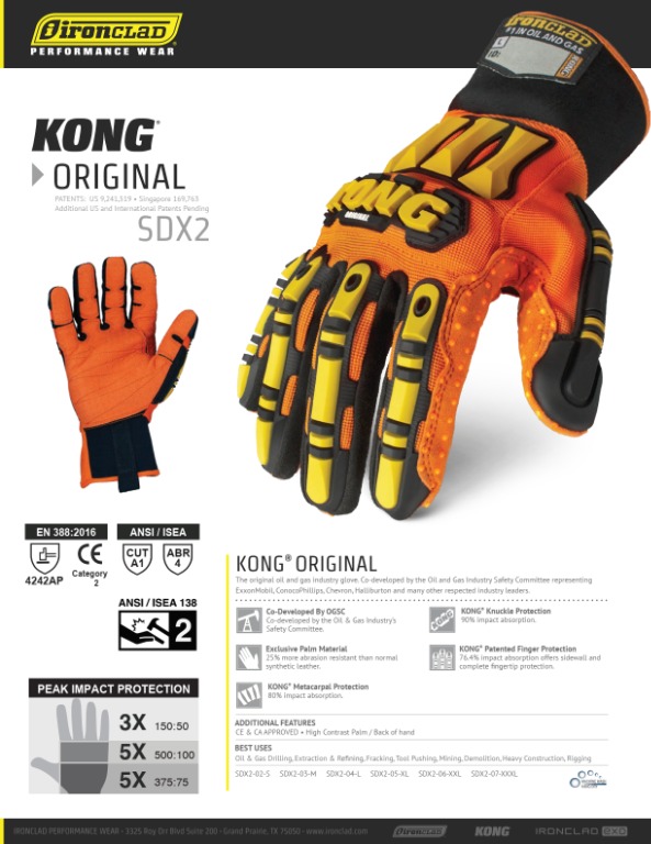 KONG® ORIGINAL THE ORIGINAL OIL  GAS INDUSTRY GLOVE SDX2 IRONCLAD,  Men's Fashion, Watches  Accessories, Gloves on Carousell