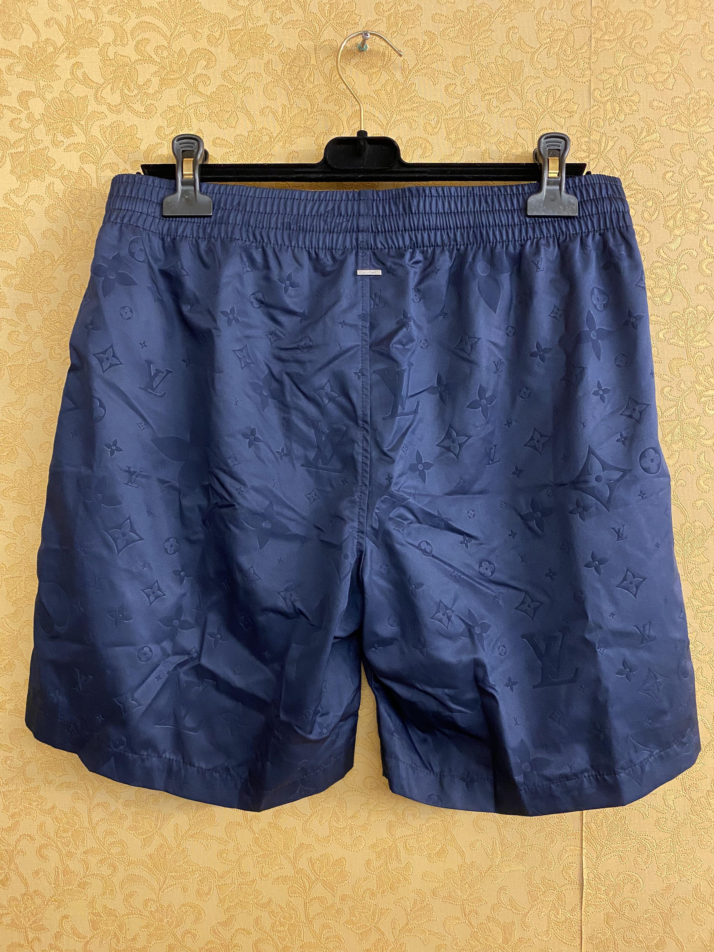 Louis Vuitton Monogram Aquagarden Nylon Dark Denim Blue Swim Shorts - M / Blue