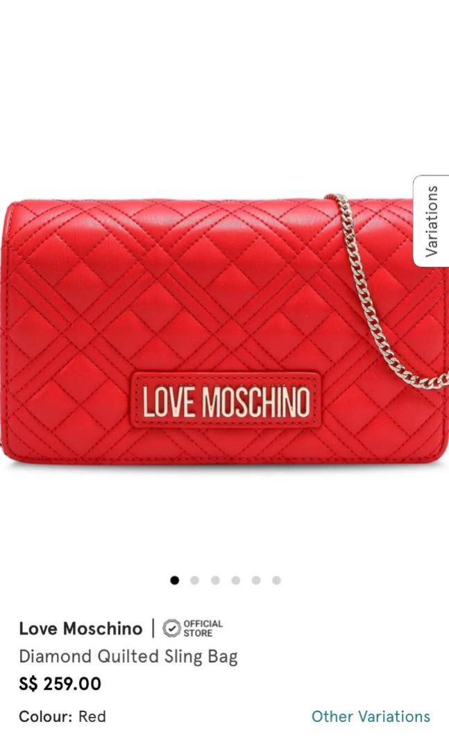 Red quilted cheap moschino bag