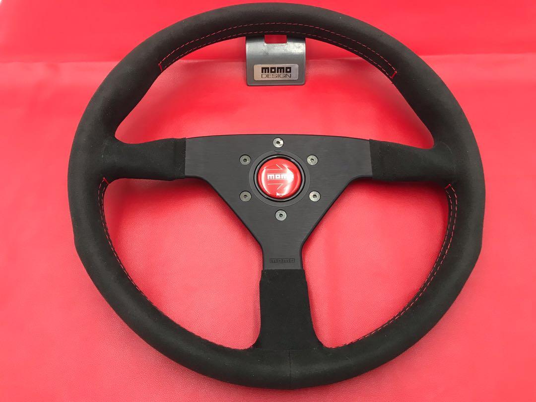 Momo Montecarlo Alcantara Red Stitching 350mm Steering Wheel Auto Accessories On Carousell