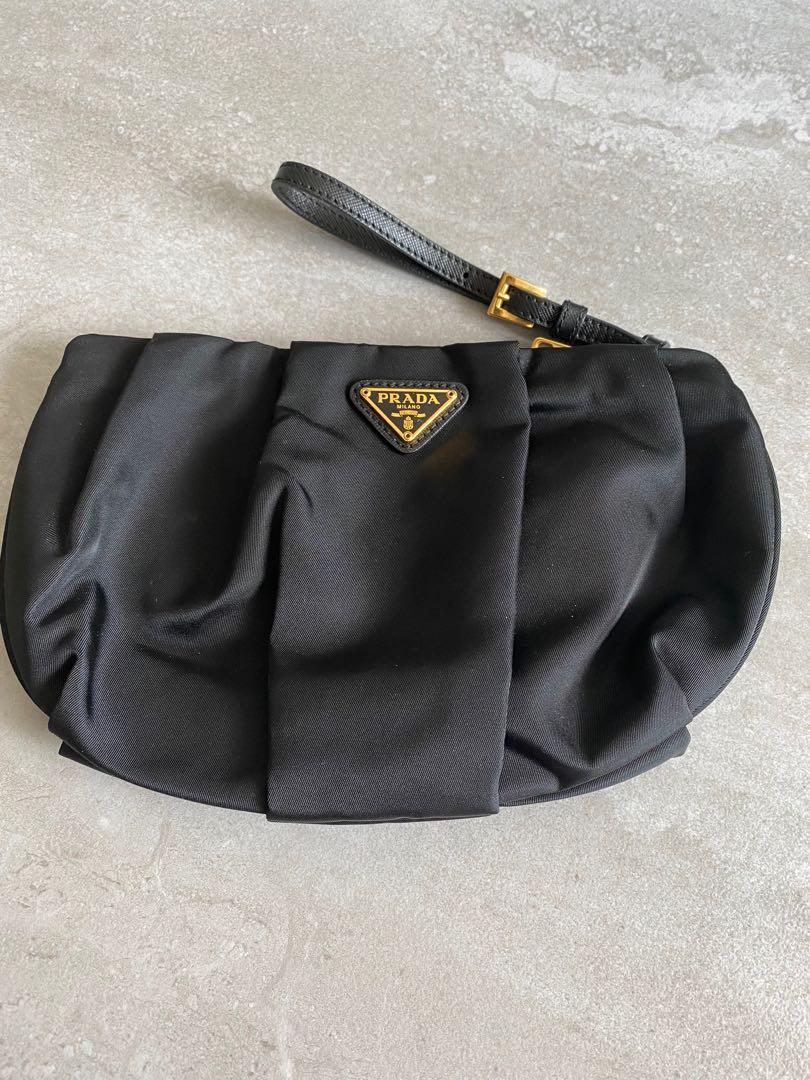 Prada 1N1422 black nylon wrist pouch Women s Fashion Bags Wallets Clutches on Carousell