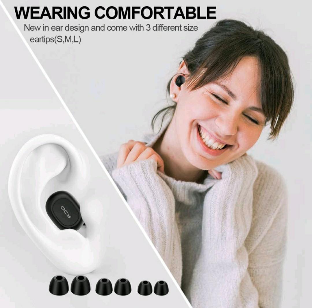QCY T2C Bluetooth 5.0 Earphones 3D Stereo Wireless Earbuds Noise Cancelling Earphone with Mic for Android iPhone