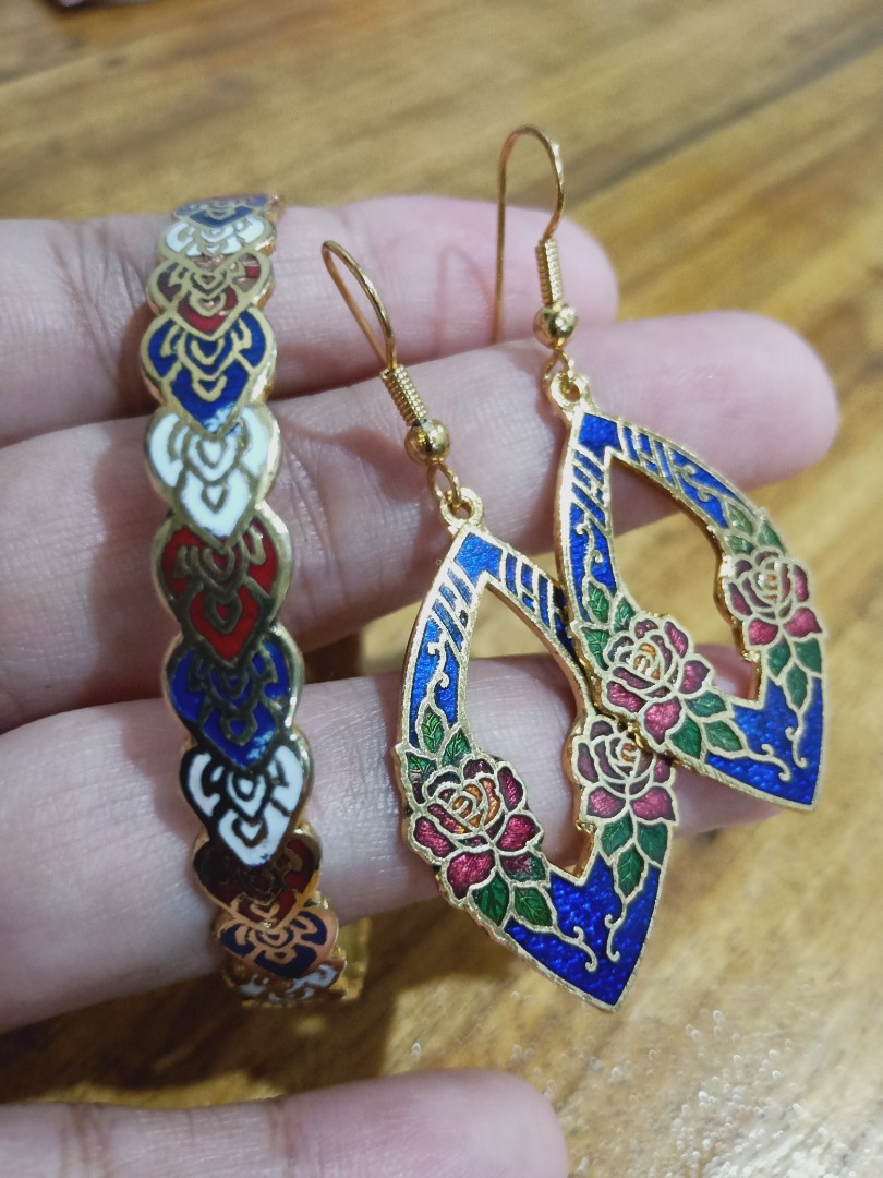 Vintage online cloisonne earrings