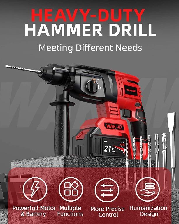 Rotary Hammer Drill Compatible With Dewalt 20V MAX Battery,Brushless