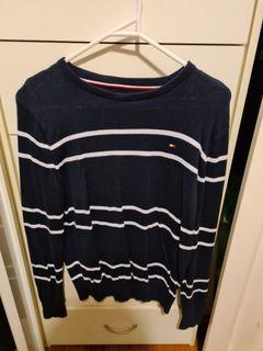 Tommy Hilfiger Navy and White Stripe Sweater XS