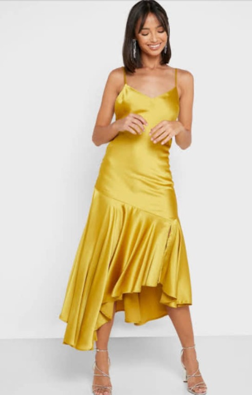 Yellow satin dress topshop top