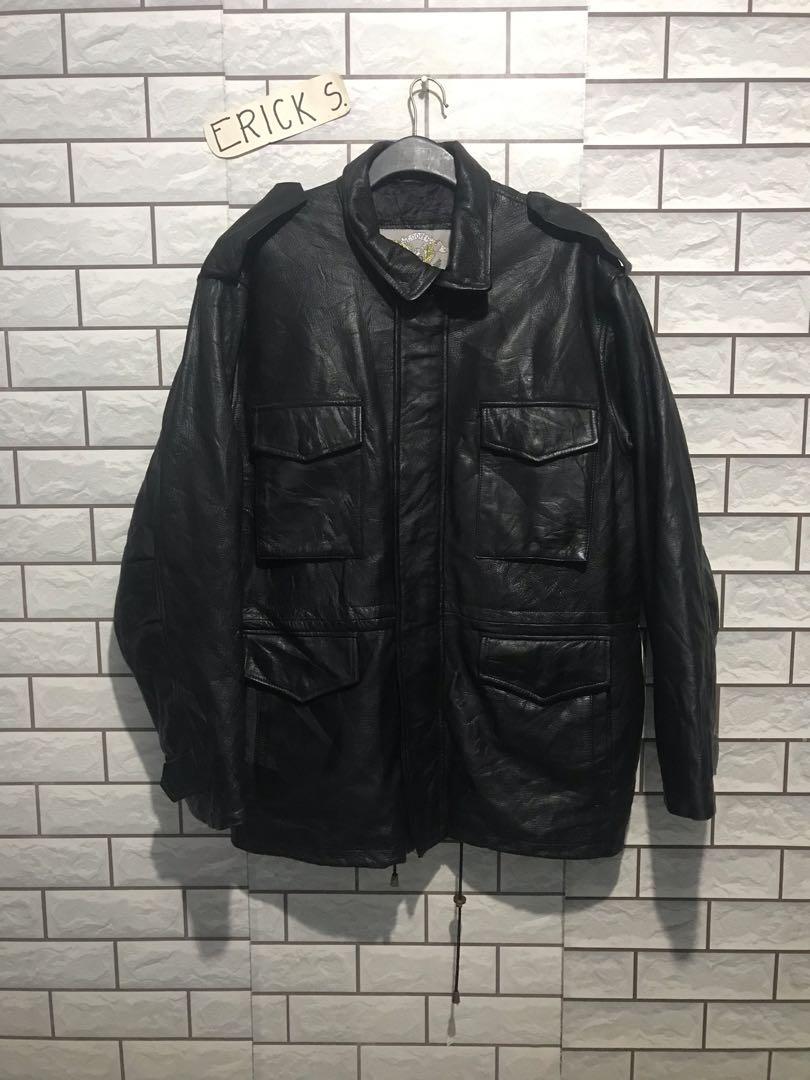 Vintage US army field leather jacket Men s Fashion Coats