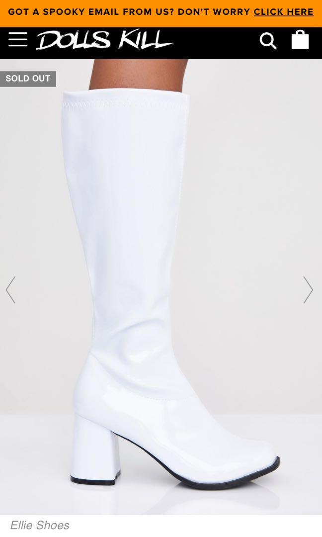 White patent sales gogo boots