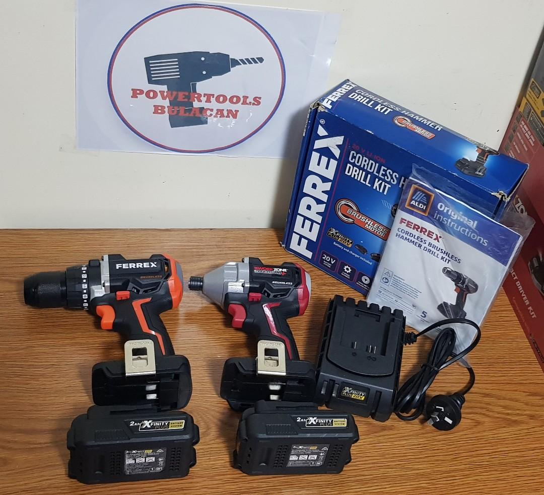 Workzone and ferrex cordless brsuhless hammer drill driver and impact