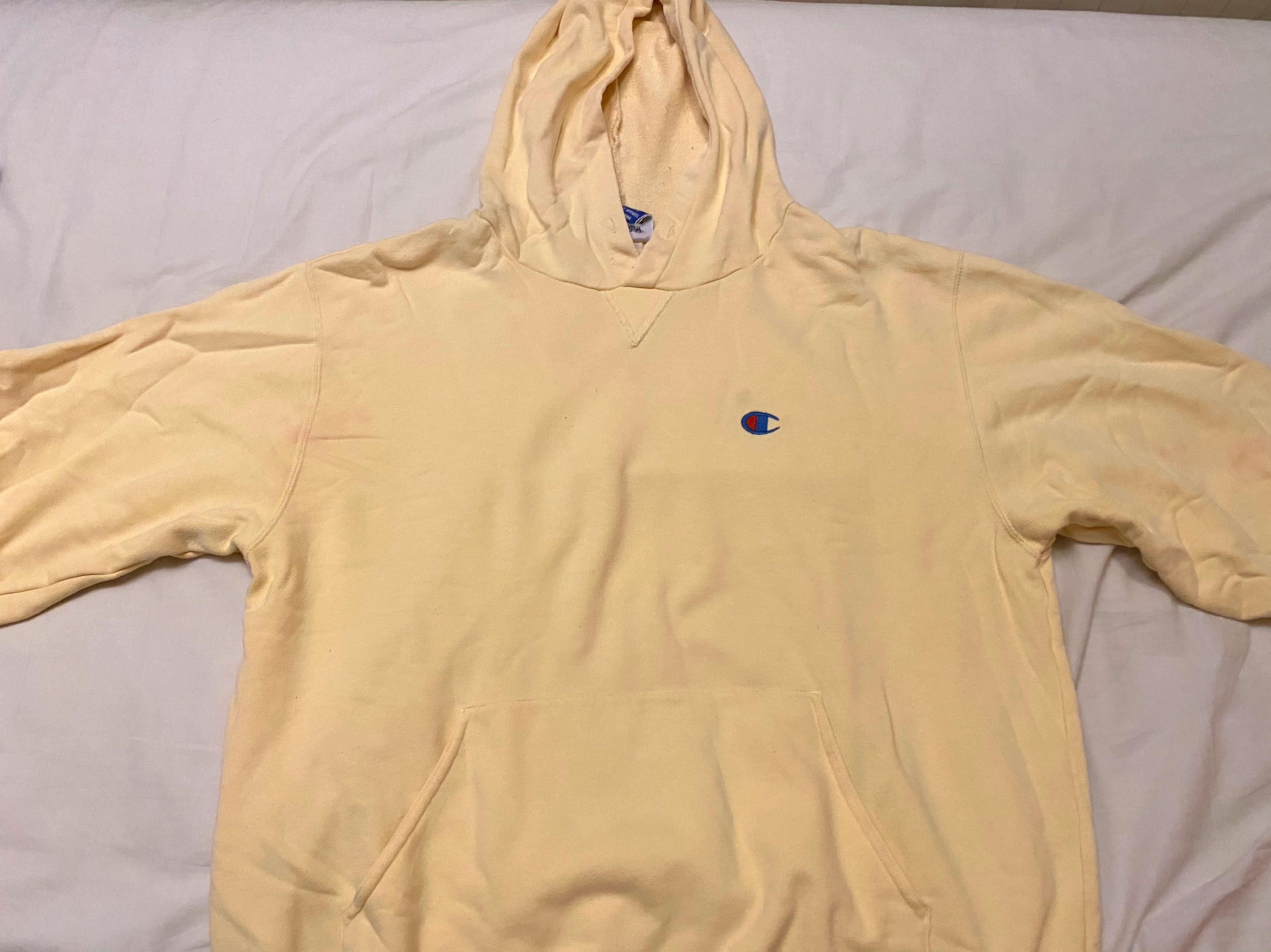 Yellow Champion Hoodie, Men's Fashion, Coats, Jackets and