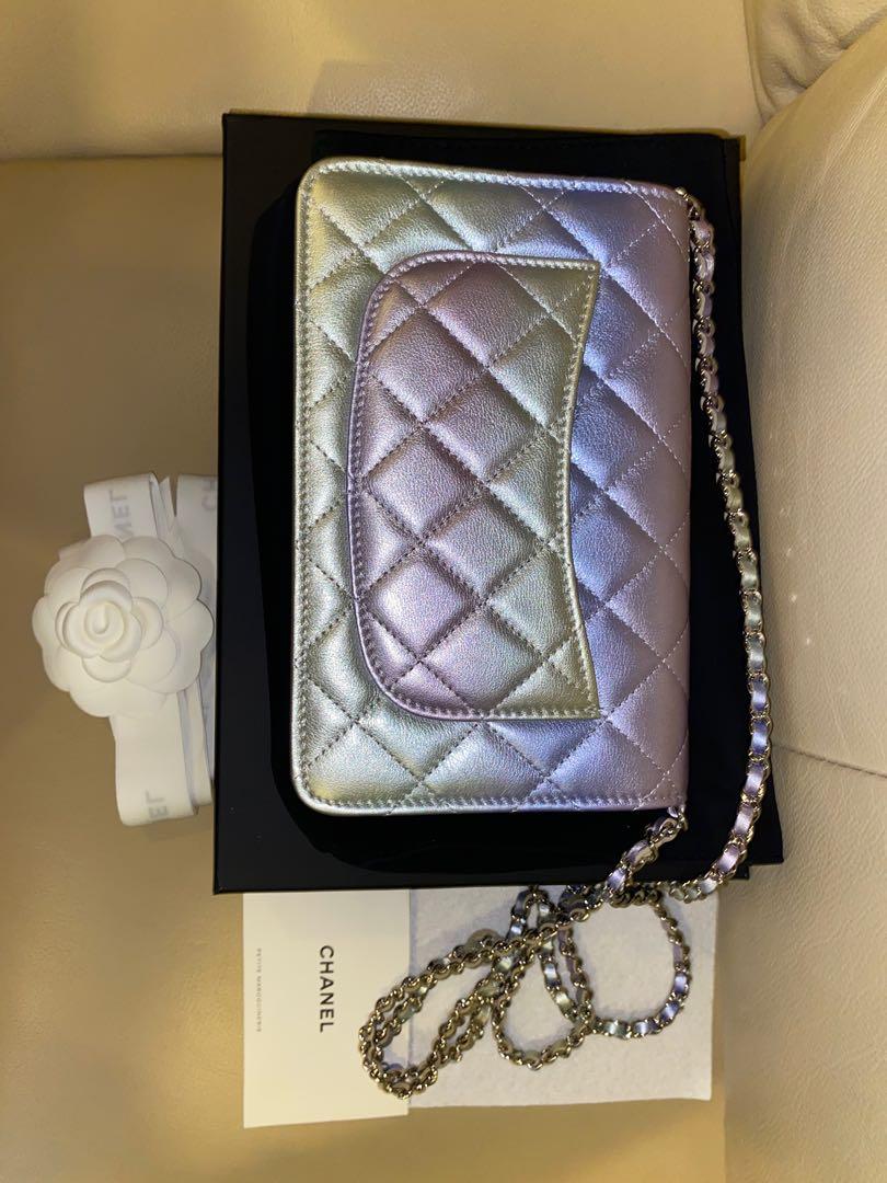 Chanel Iridescent Blue CC Quilted Wallet On Chain WOC Crossbody Bag – ASC  Resale