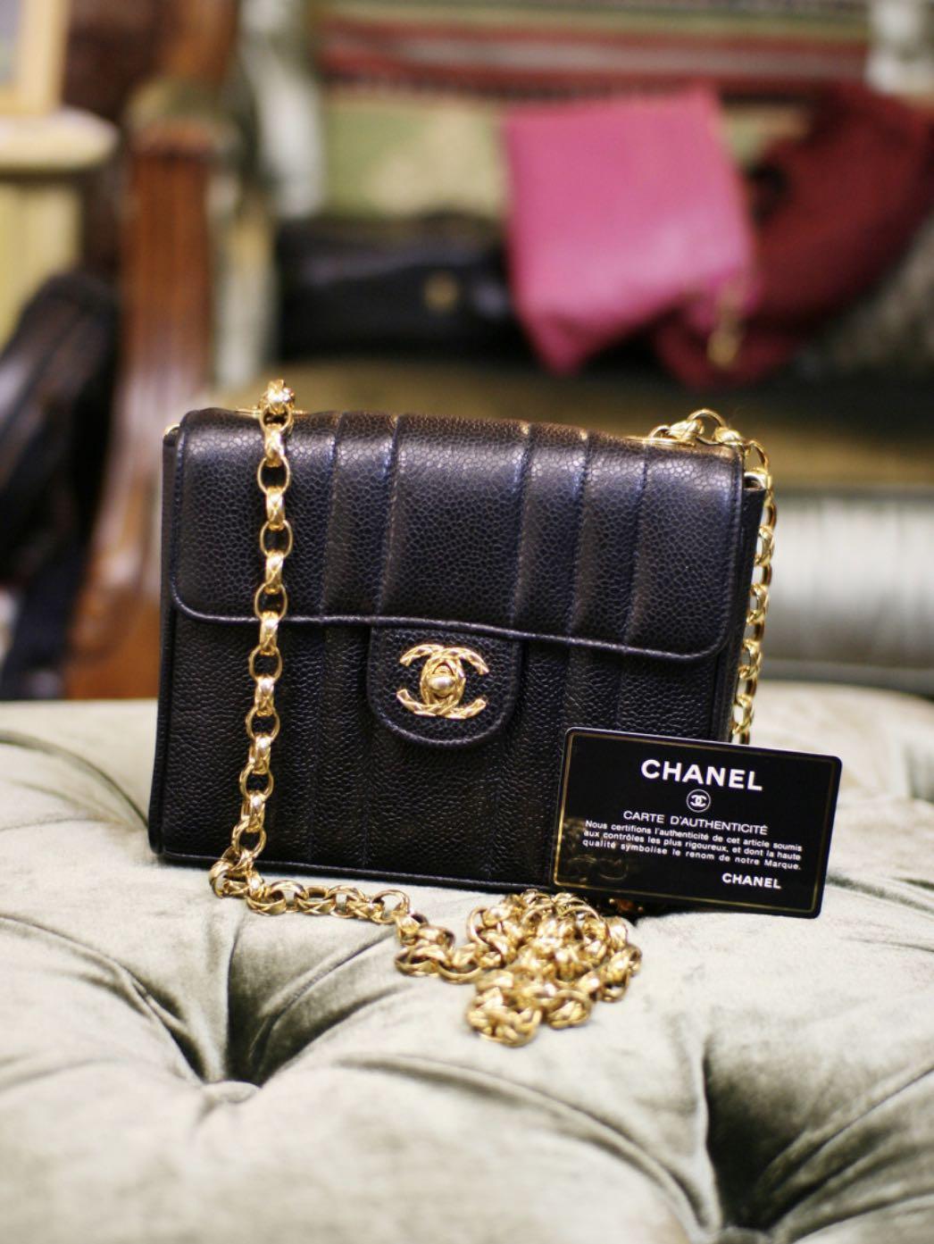 Chanel Timeless Tote Vintage Classic Wood Medium Beige Caviar Leather Shoulder Bag