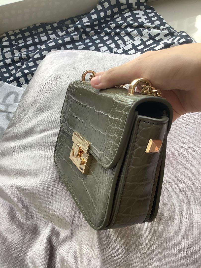 Charles & Keith crossbody bag with chain strap in olive