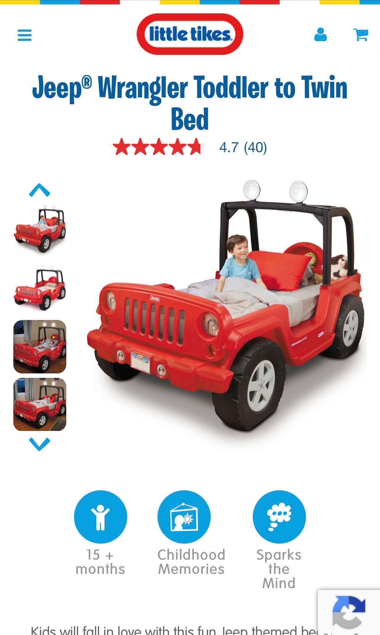 Children bed Little tikes Jeep Wrangler bed, Babies & Kids, Baby
