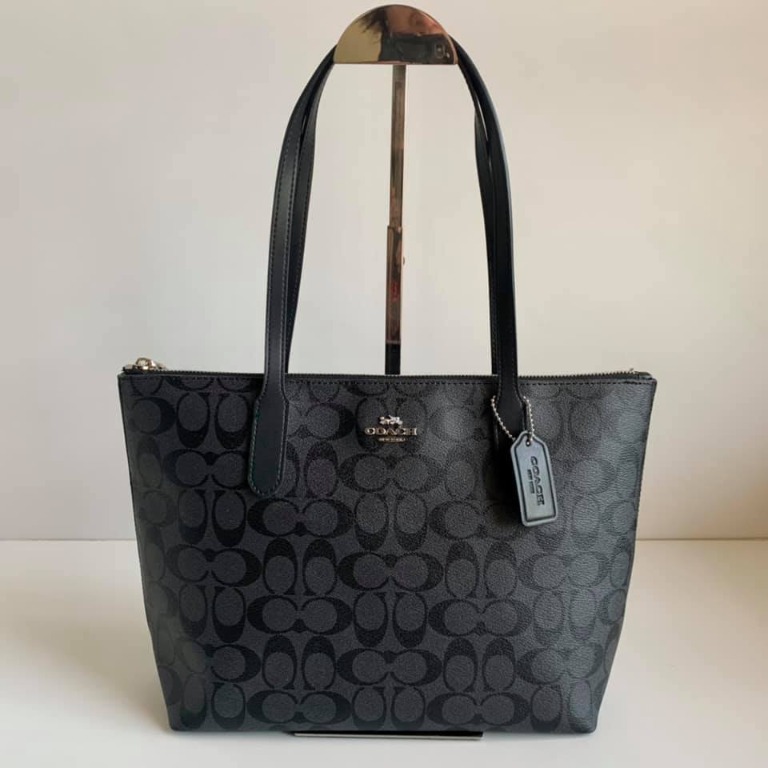 Coach Signature PVC Zip Tote Black Smoke Luxury Bags Wallets