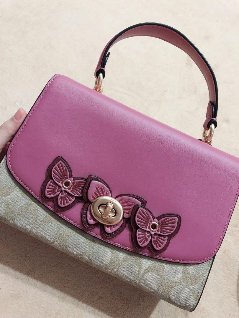 Tilly top handle in sales signature canvas with butterfly applique
