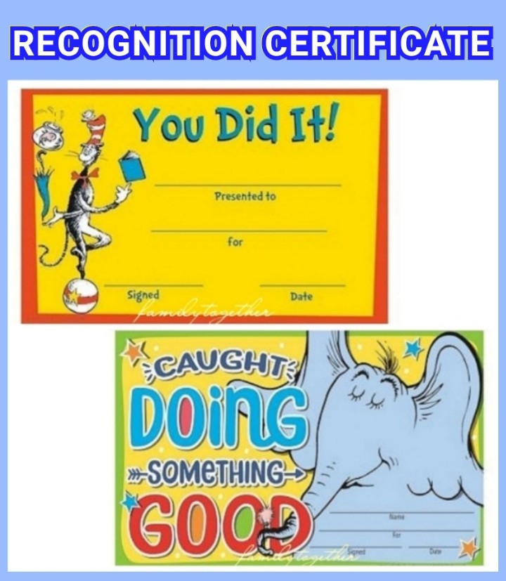 Dr. Seuss™ Recognition Certificates, Hobbies & Toys, Stationery & Craft