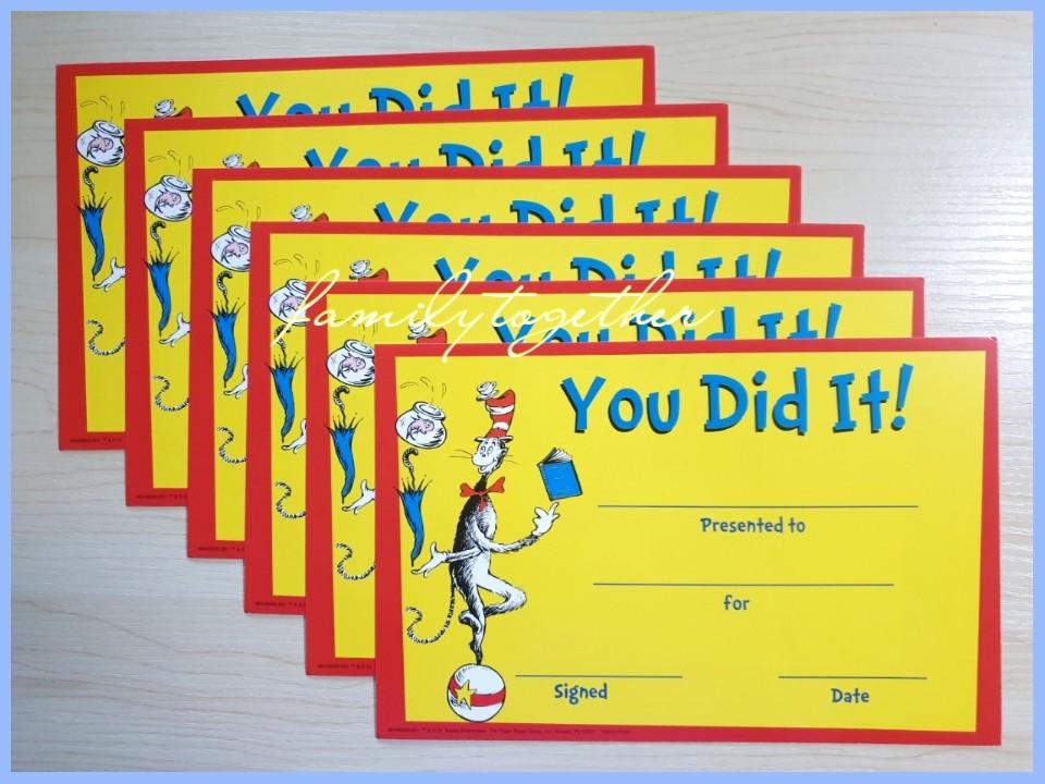 Dr. Seuss™ Recognition Certificates, Hobbies & Toys, Stationery & Craft