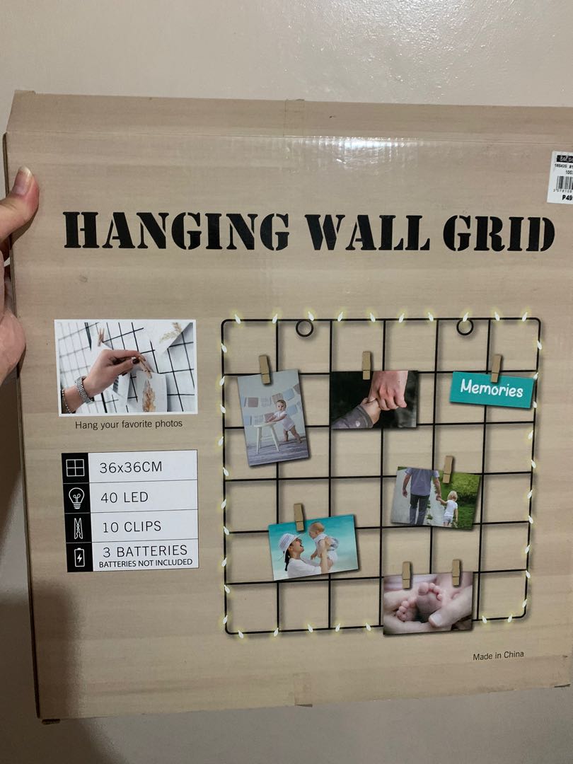Hanging Wall Grid with lights, Furniture & Home Living, Home Decor