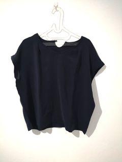 Loose Blouse Kerja Dark Blue Fit to XL