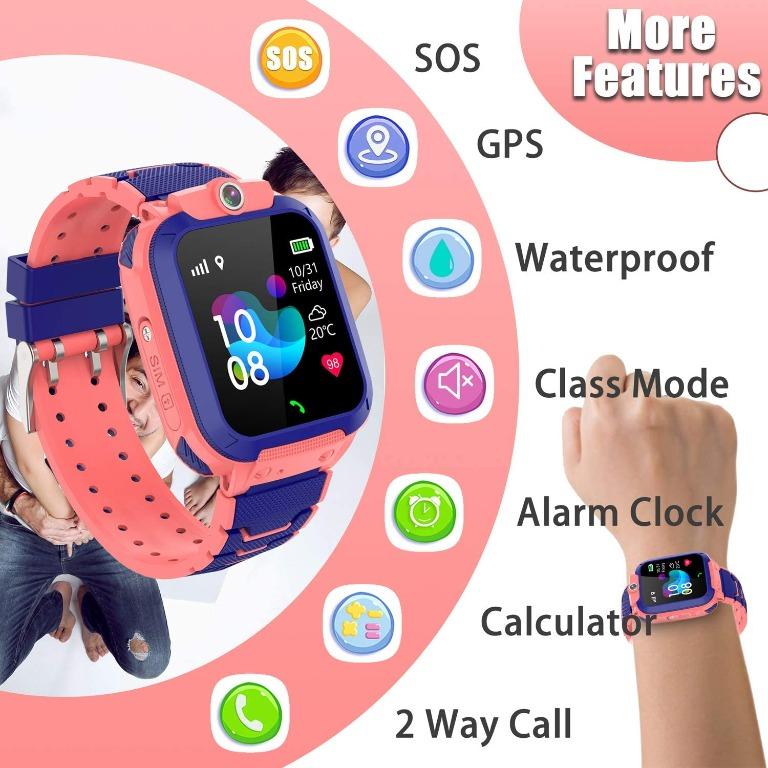 Smart Watch For Kids Gps Lbs Tracker Phone Ip67 Waterproof Smartwatch Phone Sos Alarm Clock Camera Touch Screen Voice Chat Games Sports Smartwatch For 3 12 Year Old Boys Girls Birthday Gift Mobile