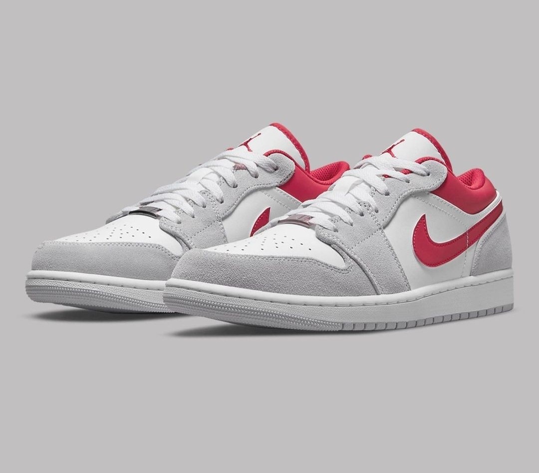 US10.5 Nike Air Jordan 1 Low Light Grey Gym Red Men s Fashion