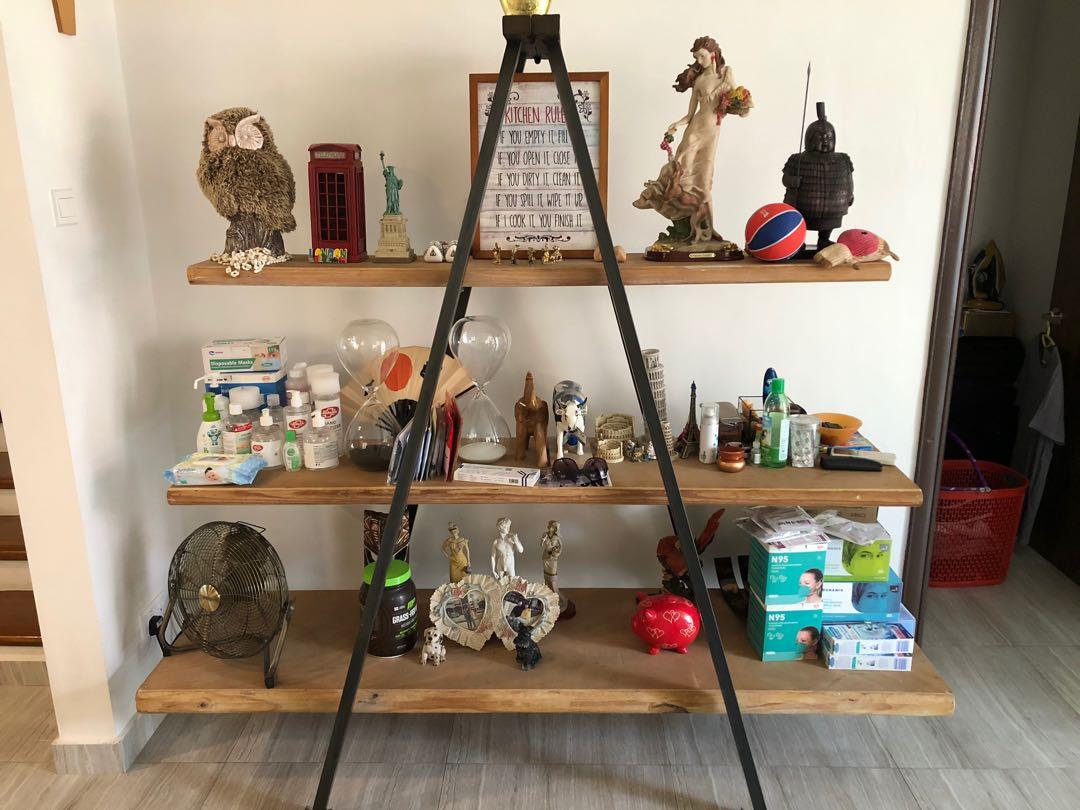 Vintage 3 Tier Triangle Ladder Shelf, Furniture & Home Living