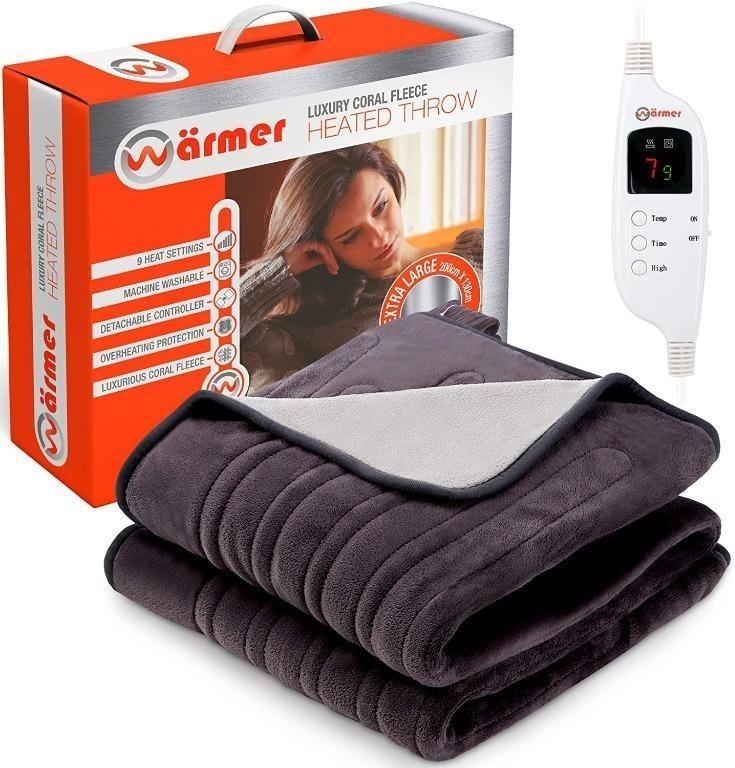 Warmer Electric Blanket - Heated Throw u0026 Over Blanket - Extra Large  200x130cm Digital Controller - Timer, 9 Heat Settings, Auto Shutoff Machine  Washable, Furniture u0026 Home Living, Bedding u0026 Towels on Carousell