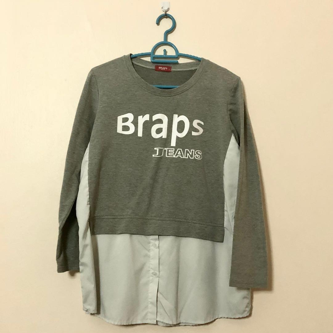 Women Grey Shirt Baju Lengan Panjang Perempuan Women S Fashion Clothes Tops On Carousell