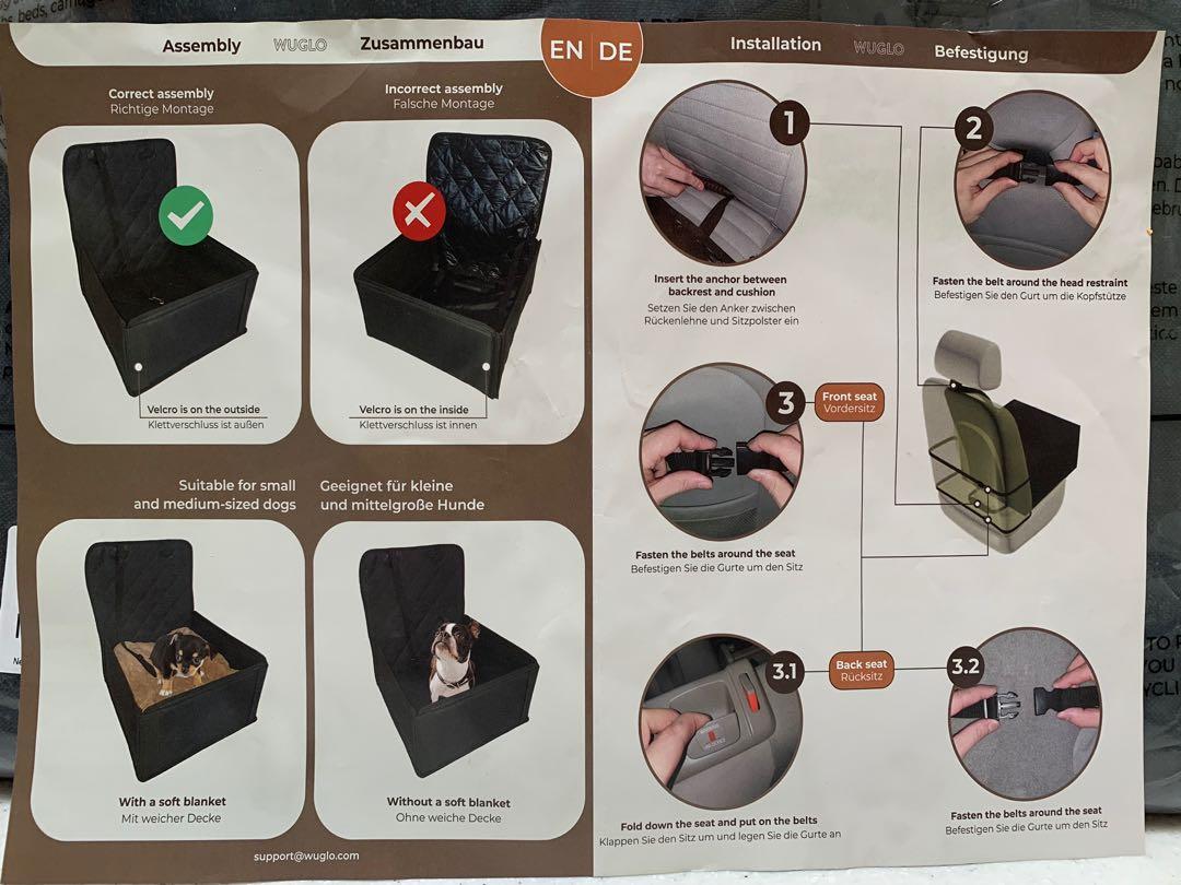 WUGLO Dog Car Seat Extra Stable, Reinforced Car Seat for Small and