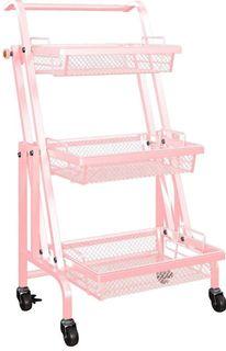 3 tier trolley cart - Converts to flat (Pink)