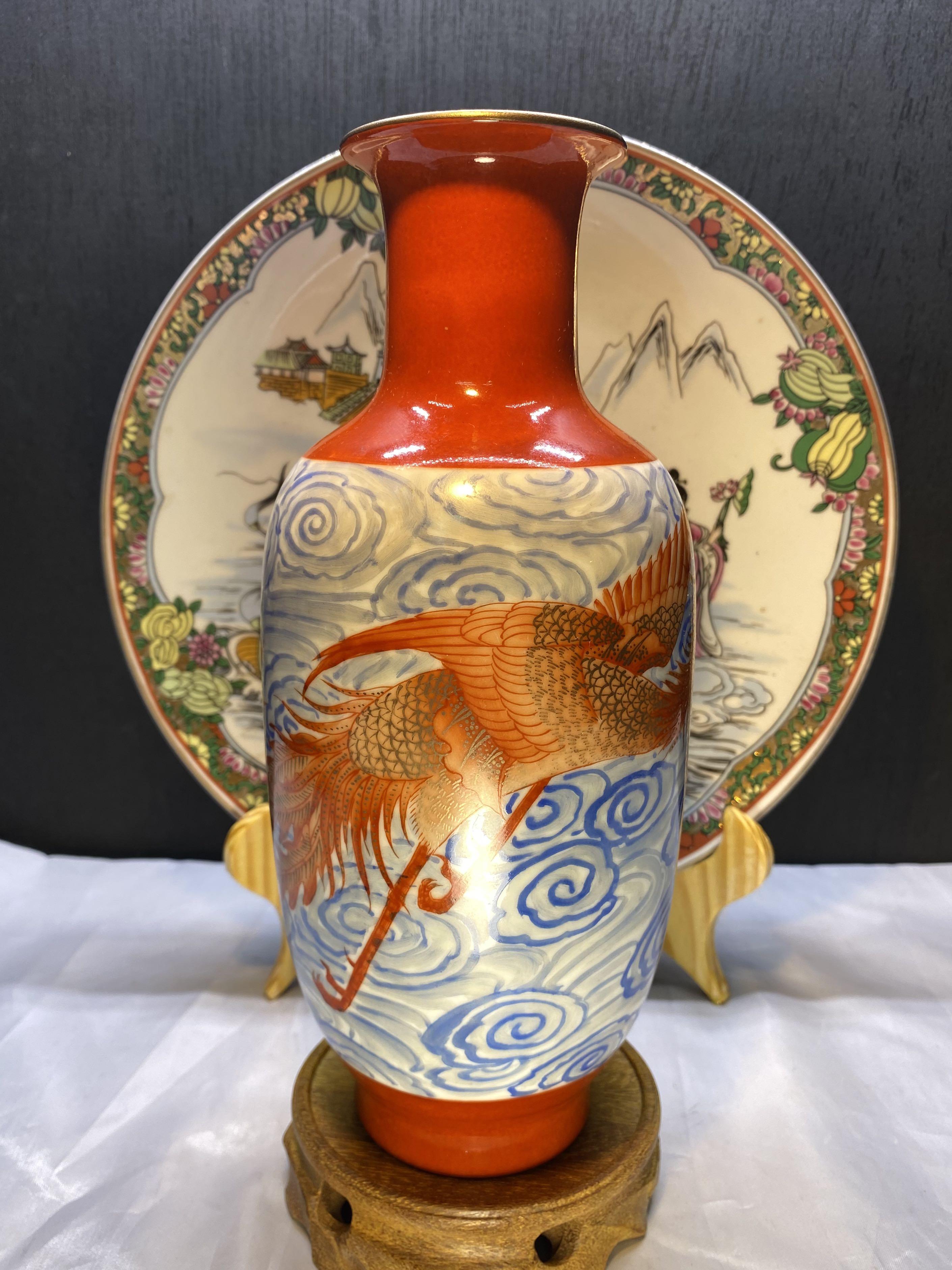 礬紅釉描金鳳紋賞瓶-珍品(大清乾隆年製), 興趣及遊戲, 收藏品及紀念品 