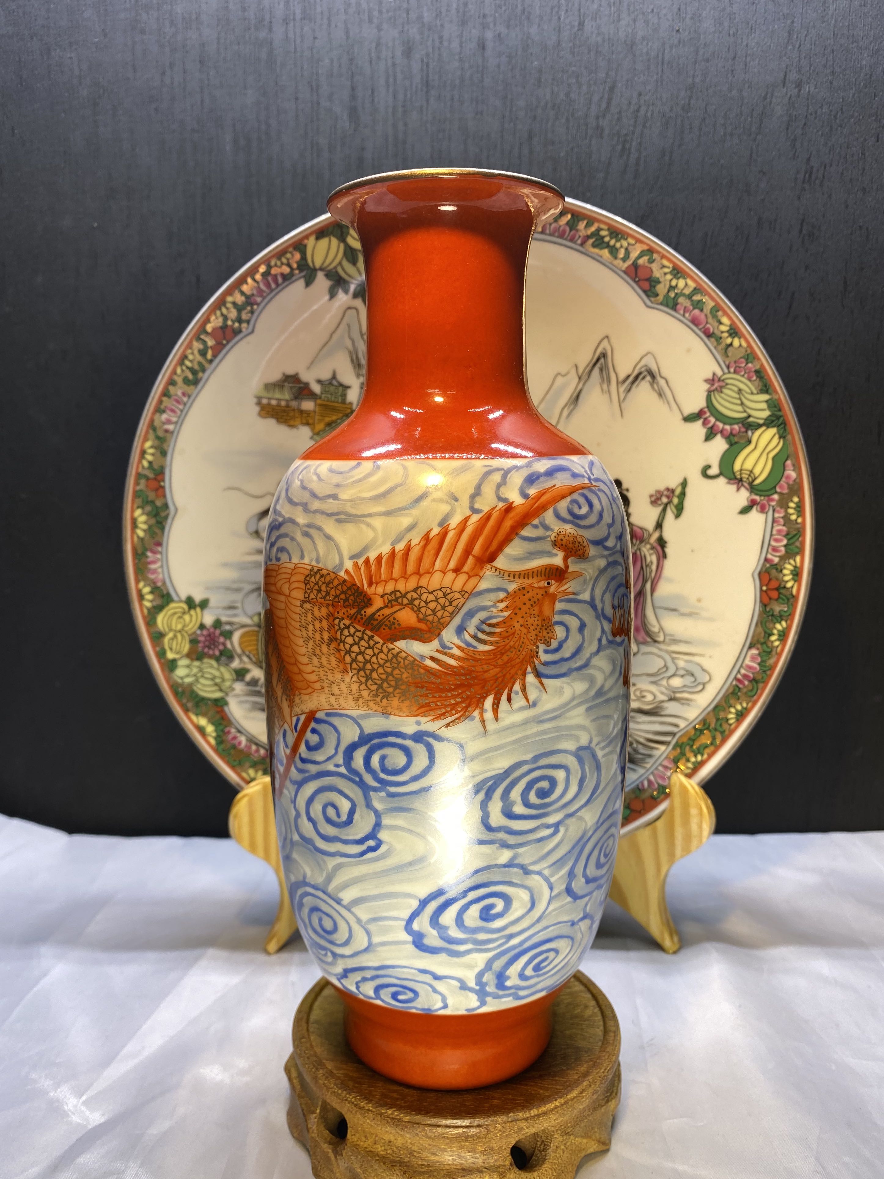 礬紅釉描金鳳紋賞瓶-珍品(大清乾隆年製), 興趣及遊戲, 收藏品及 