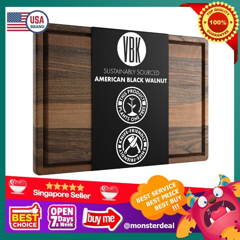 Virginia Boys Kitchens Walnut, 17x11 Reversible with Juice Groove Made in USA Medium Walnut Wood Cutting Board 