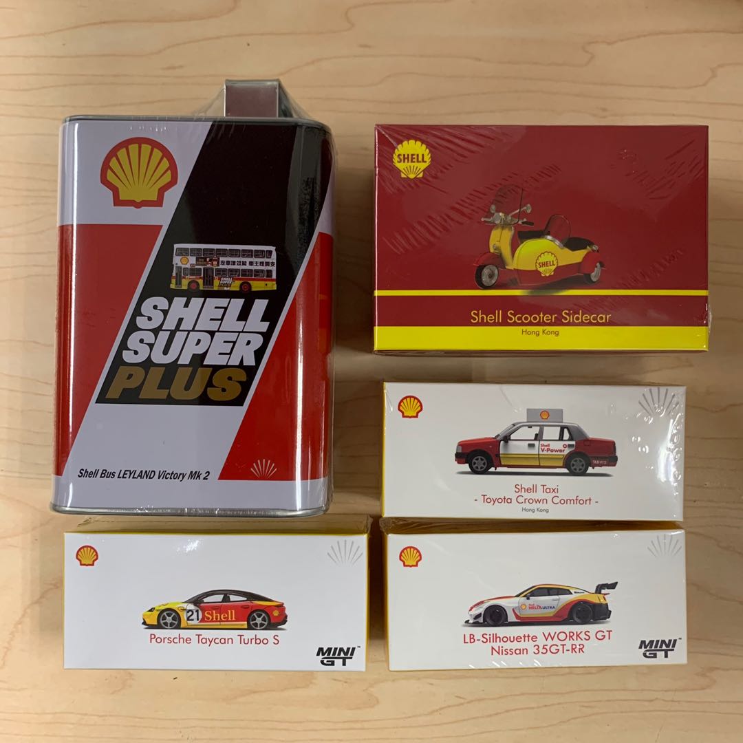 全新 SHELL Tiny 微影 巴士 Scooter Taxi Porsche Nissan 跑車 共5部(不散賣), 興趣及遊戲, 玩具 ...