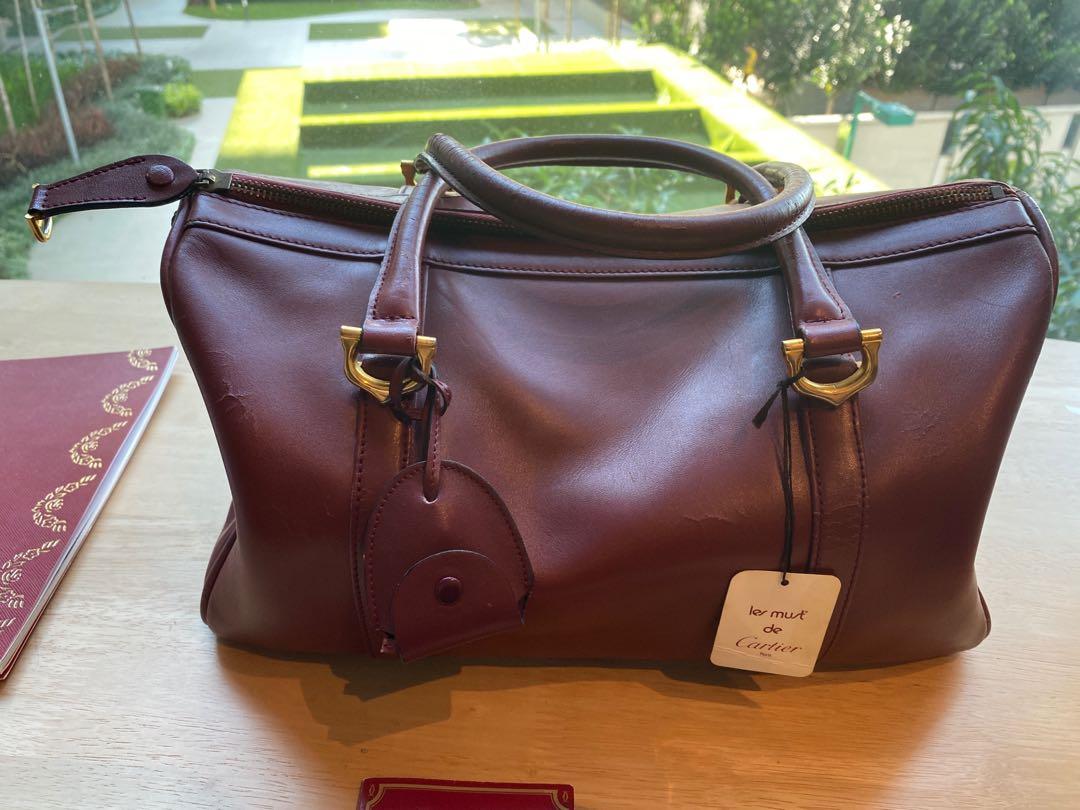 Must De Cartier - Vintage Burgundy Leather Boston Bag - - Catawiki