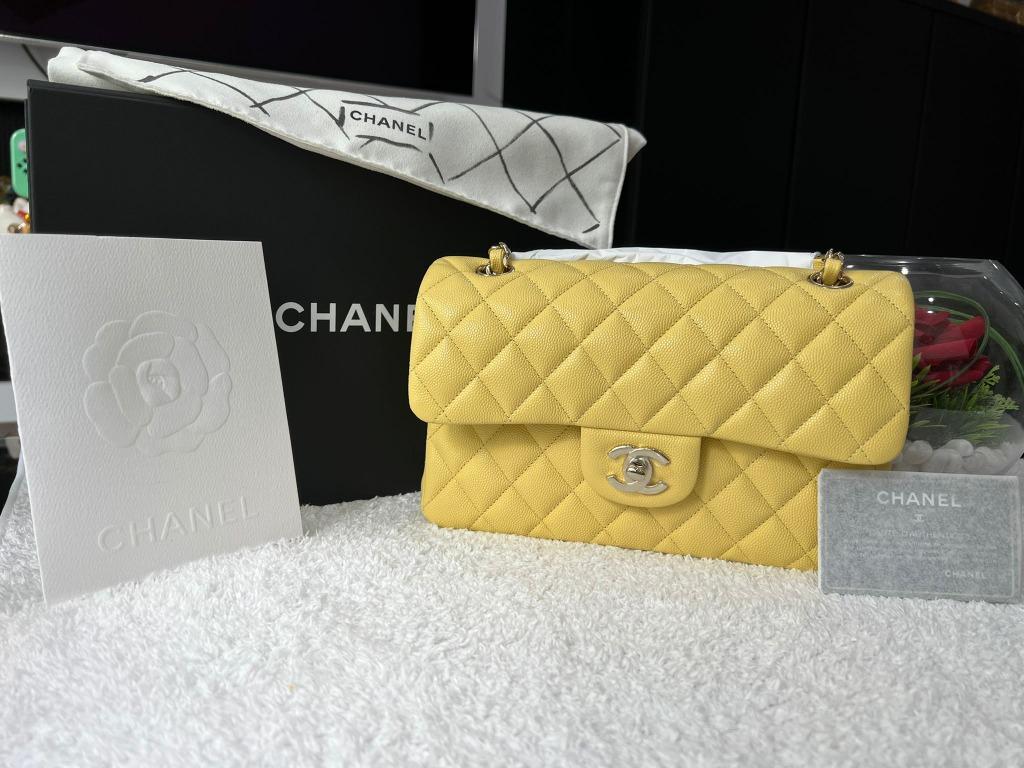 Chanel 21P Brand New Yellow Caviar Classic Flap Small, Women's