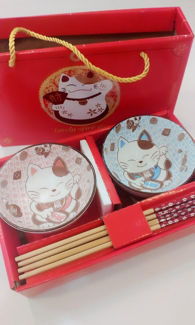 Cute kitten Bowl set, Furniture & Home Living, Kitchenware & Tableware, Other Kitchenware