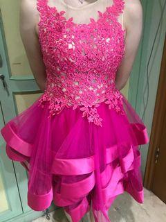 Dress - baju pesta pink / fuschia