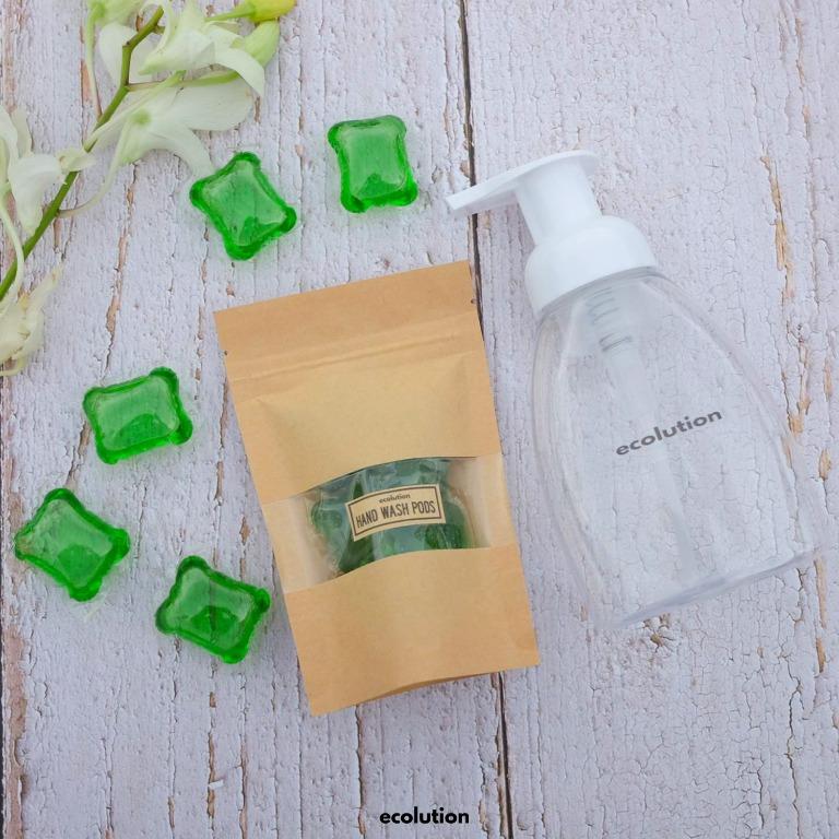 Foaming Hand Wash Pods (Category: Bath) located in Manila. Submitted by ecolutionph (Listing ID 1096135053, Image 1). Description: - Concentrated hand wash enclosed in a water-soluble material - Antibacterial, eliminates dirt & bacteria - Safe for sensitive skin - Do not cut the pods open, they are designed to completely dissolve once in contact with water - 1 pod = 300ml of hand wash - Scent: green apple - Sold by: 1 pack (5 pods) = 1.5L of hand